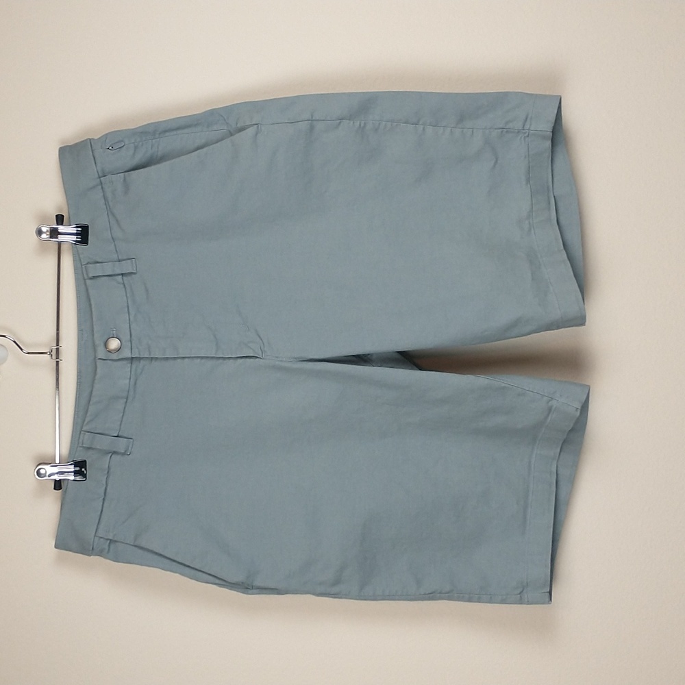 Lululemon Commission Shorts Mens 34 Blue Qwick Oxford 11" Inseam Relaxed Stretch